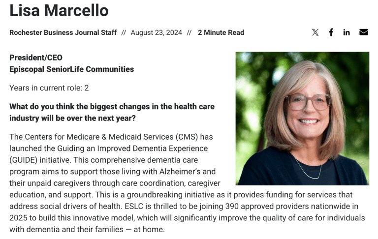 Screen Shot 2024 08 23 at 2.01.56 PM screenshot of the Rochester Business Journal article featuring Lisa Marcello